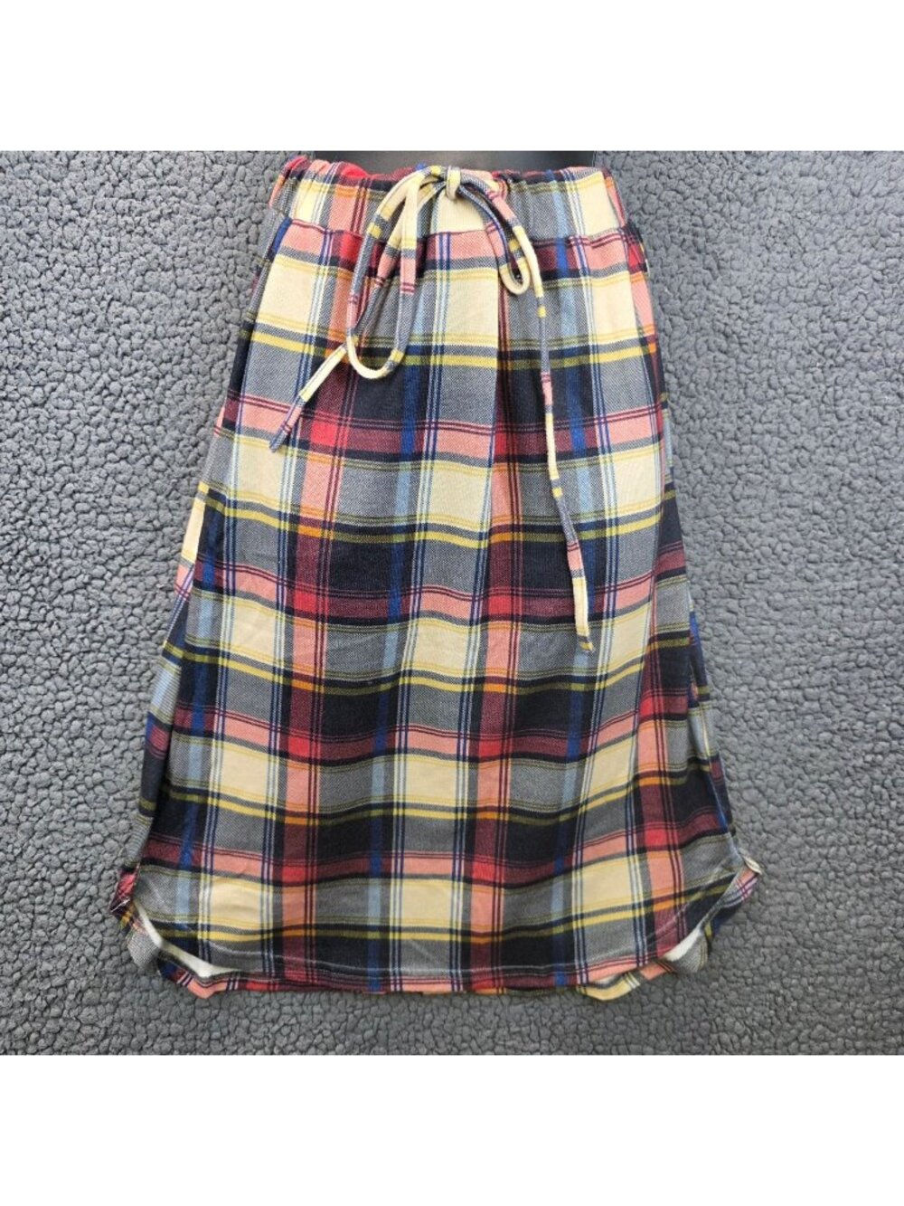 Tickled Teal Plaid Weekend Skirt L Blue Red Preppy Country Cottage Picnic Twee